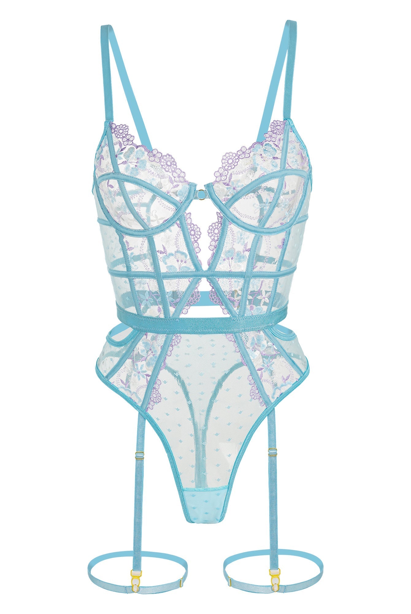 Indigo Dreams Floral French-inspired Sensual Bodysuit