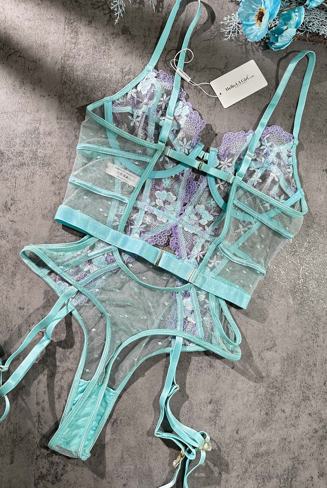 Indigo Dreams Floral French-inspired Sensual Bodysuit