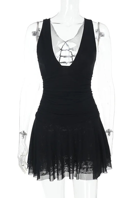 Women’s Mini Dress – Sleeveless A-Line – Plunging Neckline – Lightweight Flowy Fabric by Lumina Vancouver