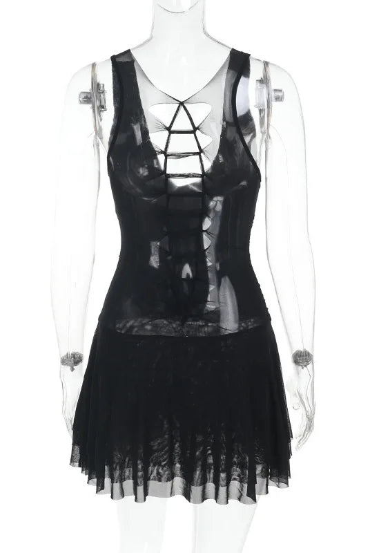 Women’s Mini Dress – Sleeveless A-Line – Plunging Neckline – Lightweight Flowy Fabric by Lumina Vancouver