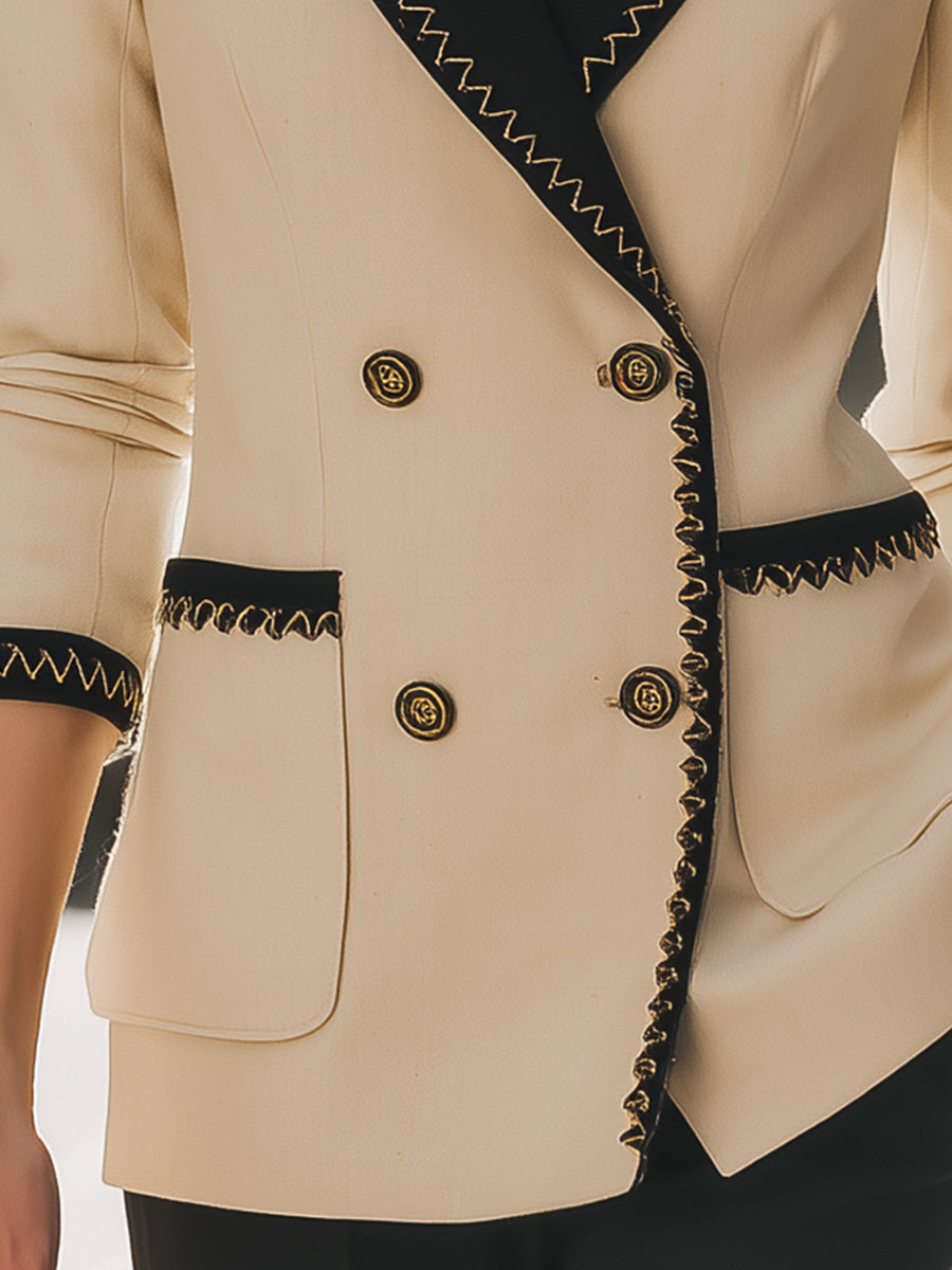 Elena | Blazer with Black Contrast Trim - Lumina Vancouver - Lumina Vancouver