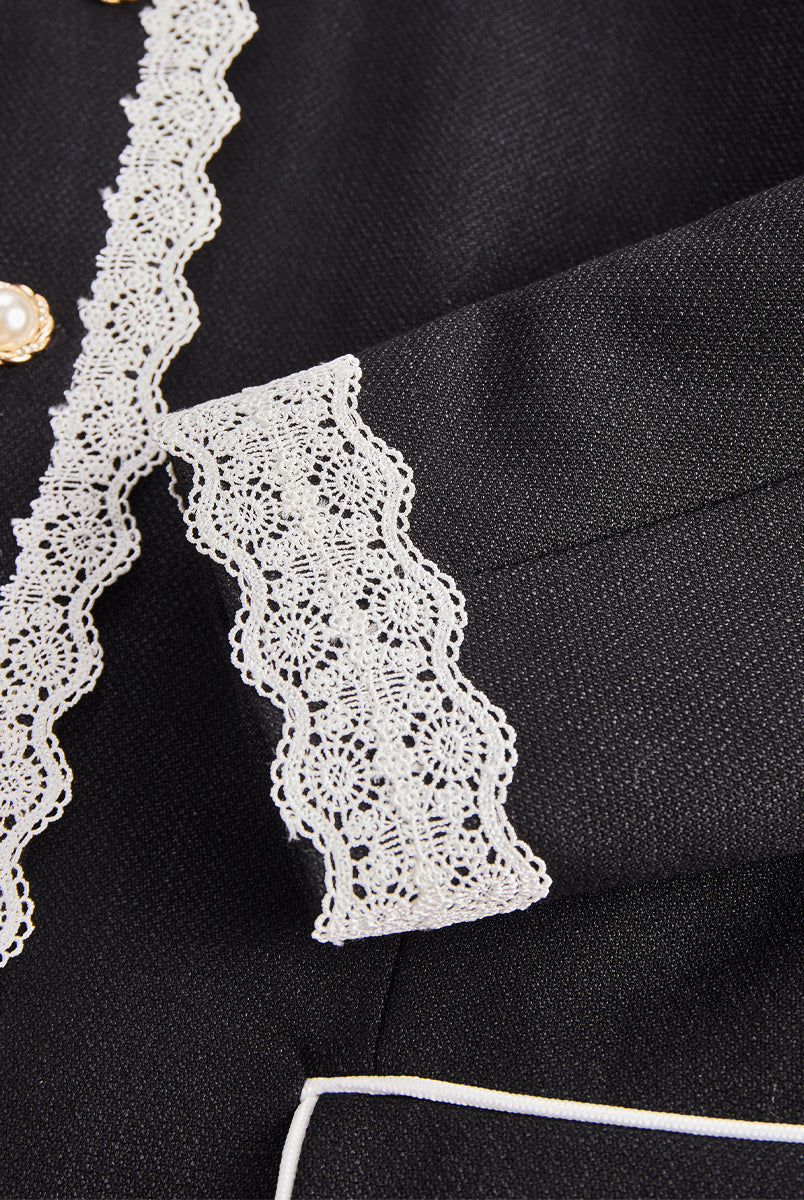 Elena | Blazer with Contrast Lace Trim - Lumina Vancouver - Lumina Vancouver
