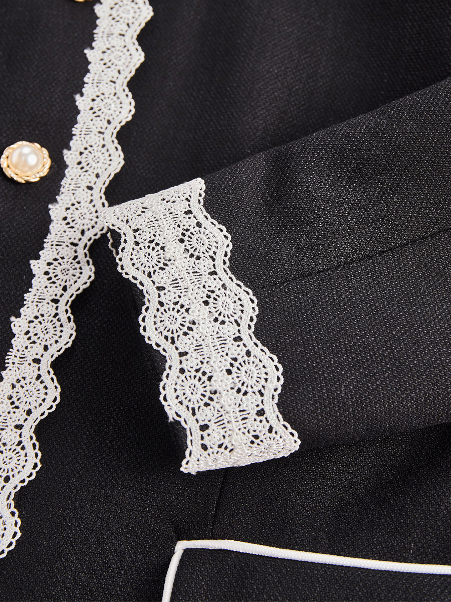 Elena | Blazer with Contrast Lace Trim - Lumina Vancouver - Lumina Vancouver