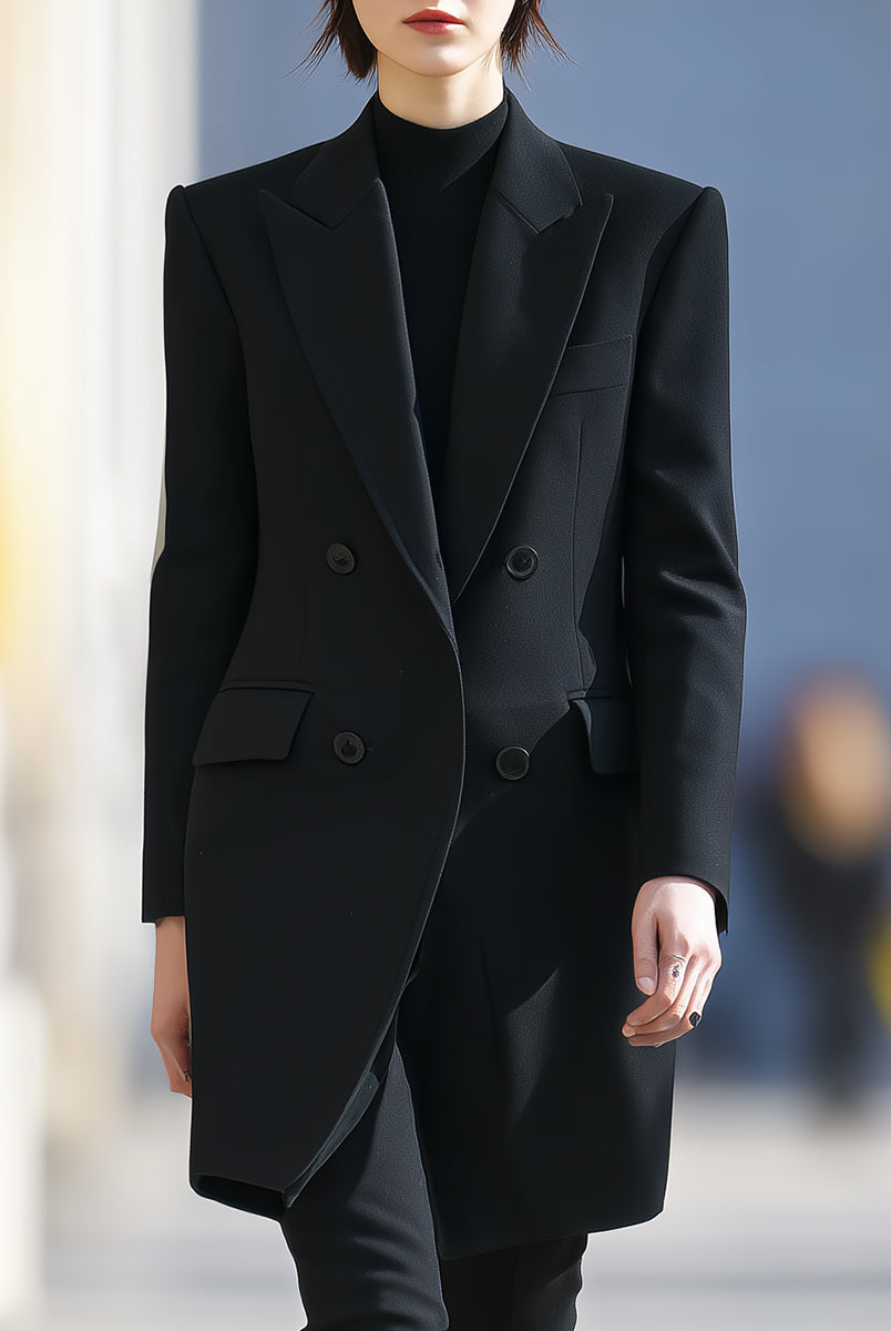 Noir | Double-Breasted Sculpted Blazer - Lumina Vancouver - Lumina Vancouver