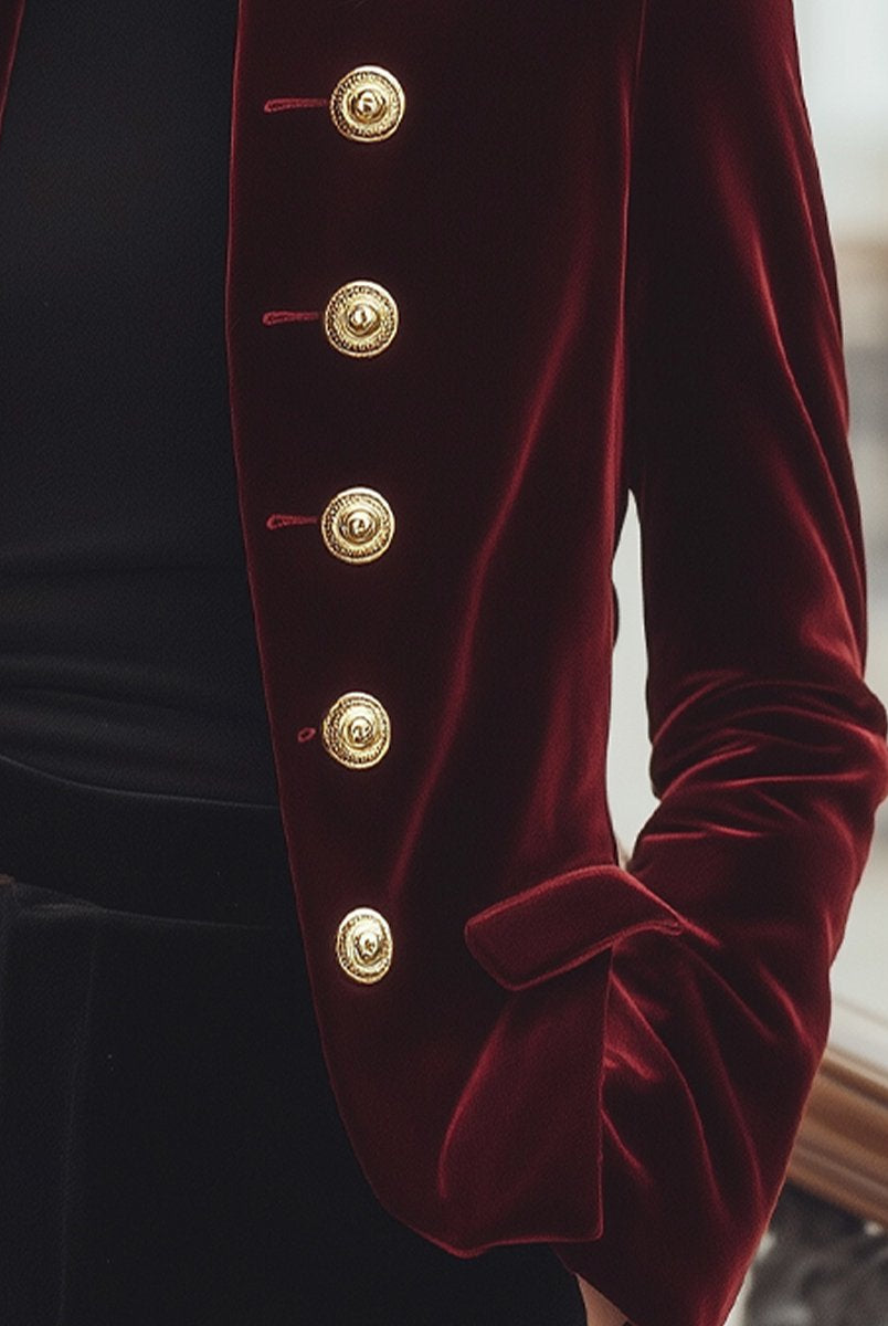 Elena | Velvet Jacket with Bold Gold Accents - Lumina Vancouver - Lumina Vancouver