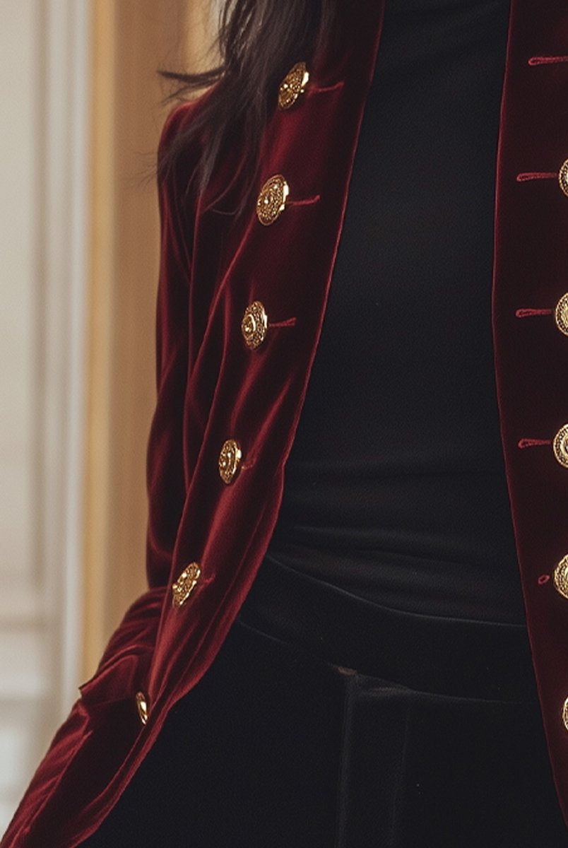 Elena | Velvet Jacket with Bold Gold Accents - Lumina Vancouver - Lumina Vancouver