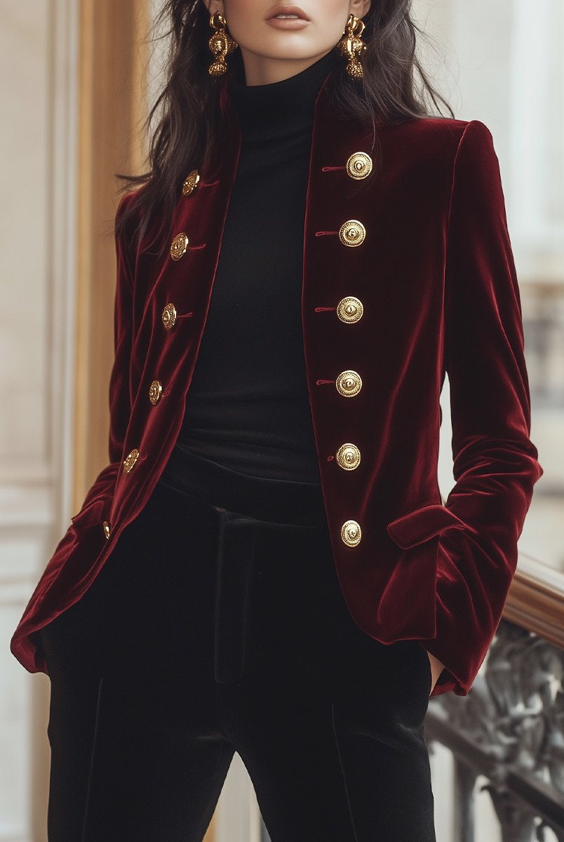 Isabelle | Velvet Jacket Gold Accents - Lumina Vancouver - Lumina Vancouver