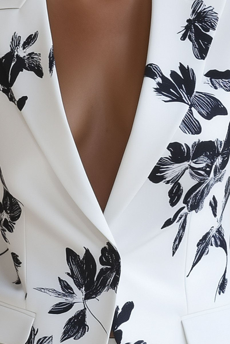 Elena | Blazer with Bold Black Floral Print - Lumina Vancouver - Lumina Vancouver
