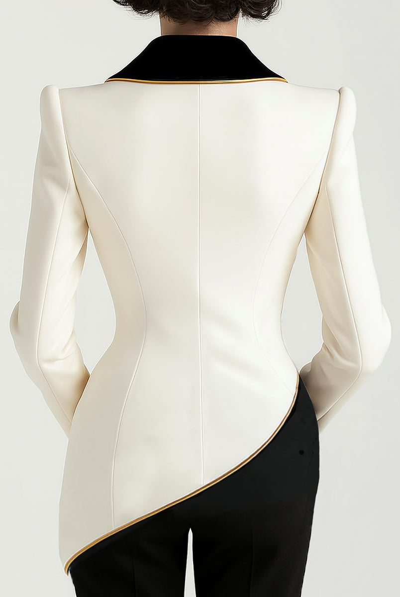 Elena | Blazer with Asymmetrical Design and Black Contrast Lapels - Lumina Vancouver - Lumina Vancouver