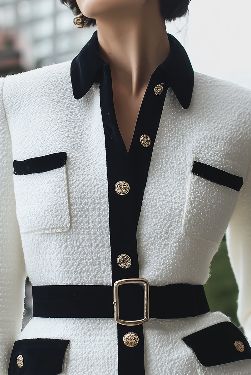 Elena | Trimmed White Tweed Jacket - Lumina Vancouver - Lumina Vancouver
