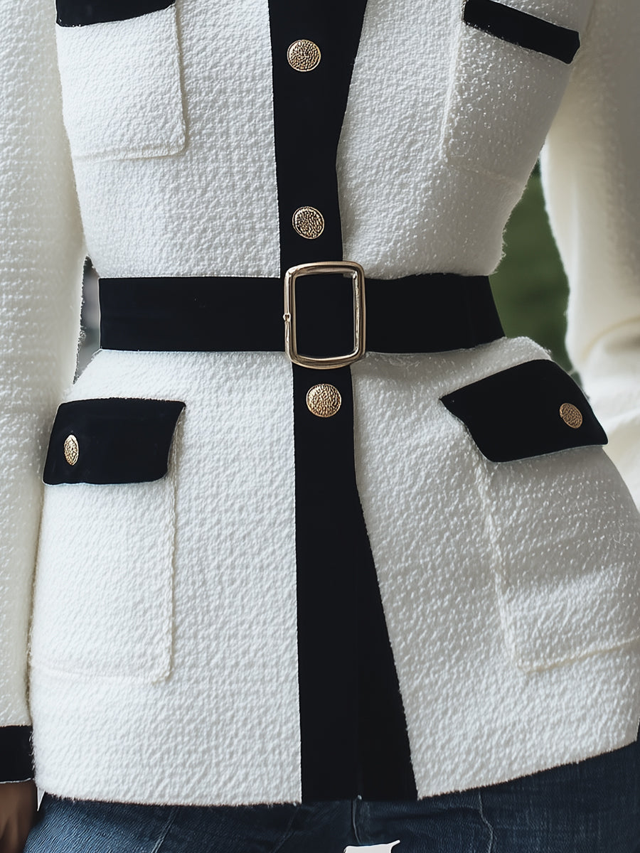 Elena | Trimmed White Tweed Jacket - Lumina Vancouver - Lumina Vancouver