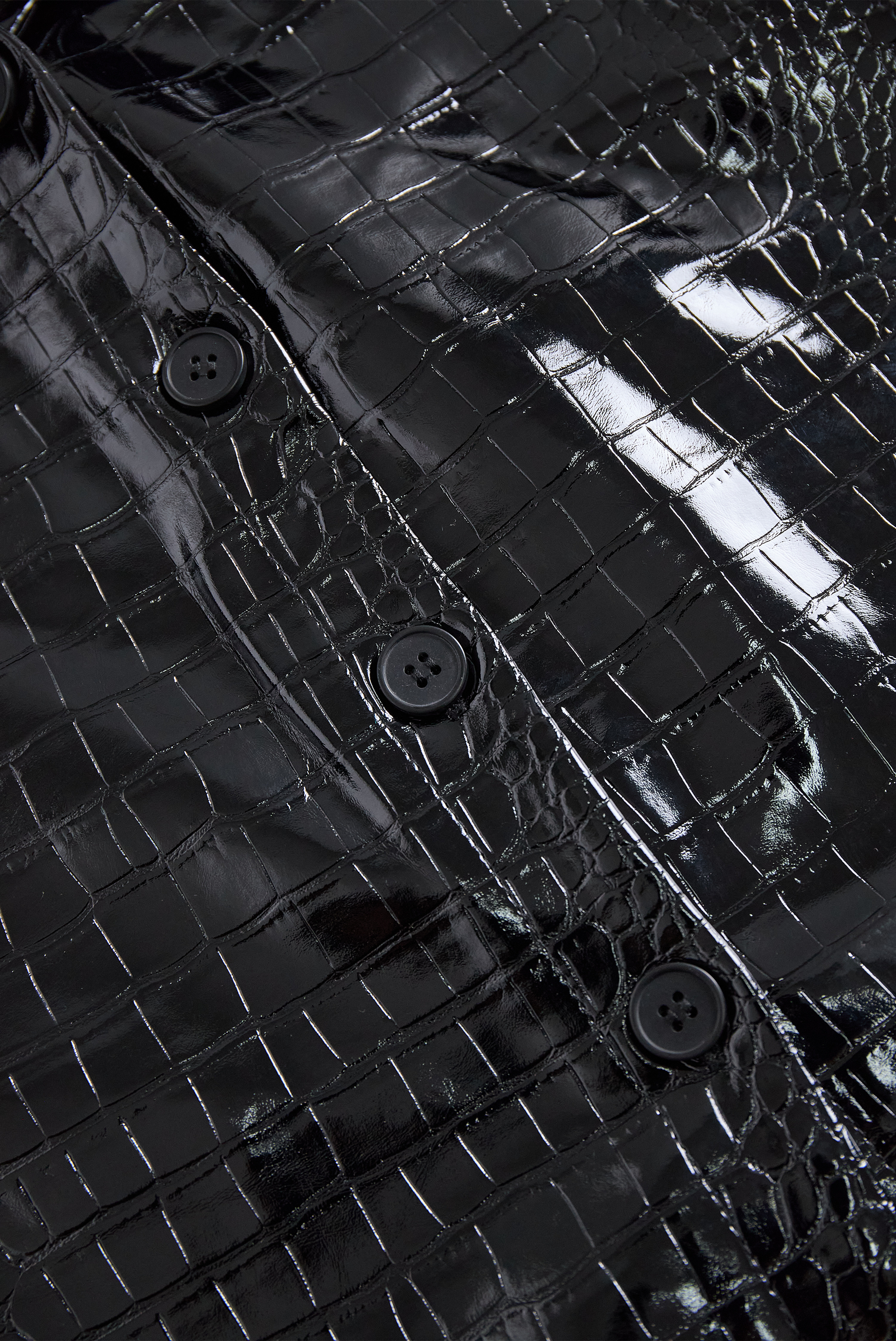 Glossy Black Crocodile Embossed Shirt - Lumina Vancouver