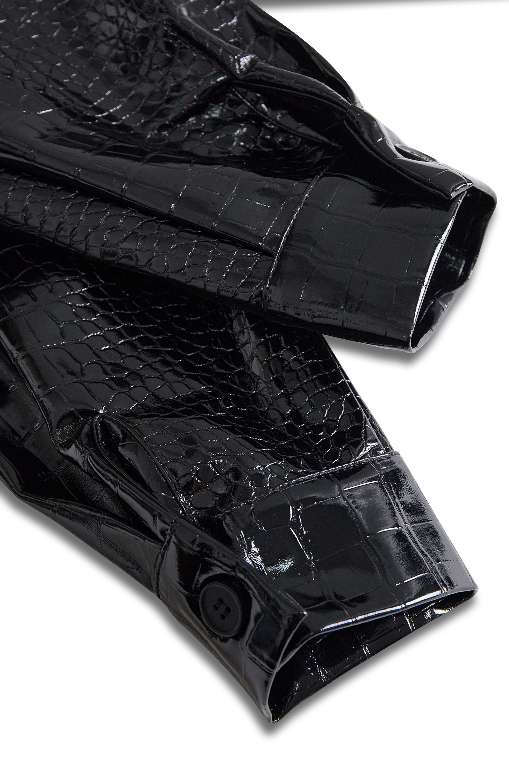 Glossy Black Crocodile Embossed Shirt - Lumina Vancouver
