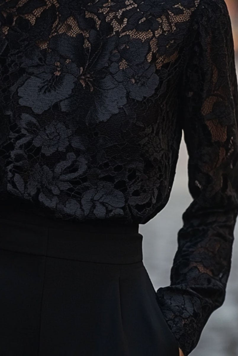 Isabelle | Floral Lace High Neck Blouse - Lumina Vancouver - Lumina Vancouver