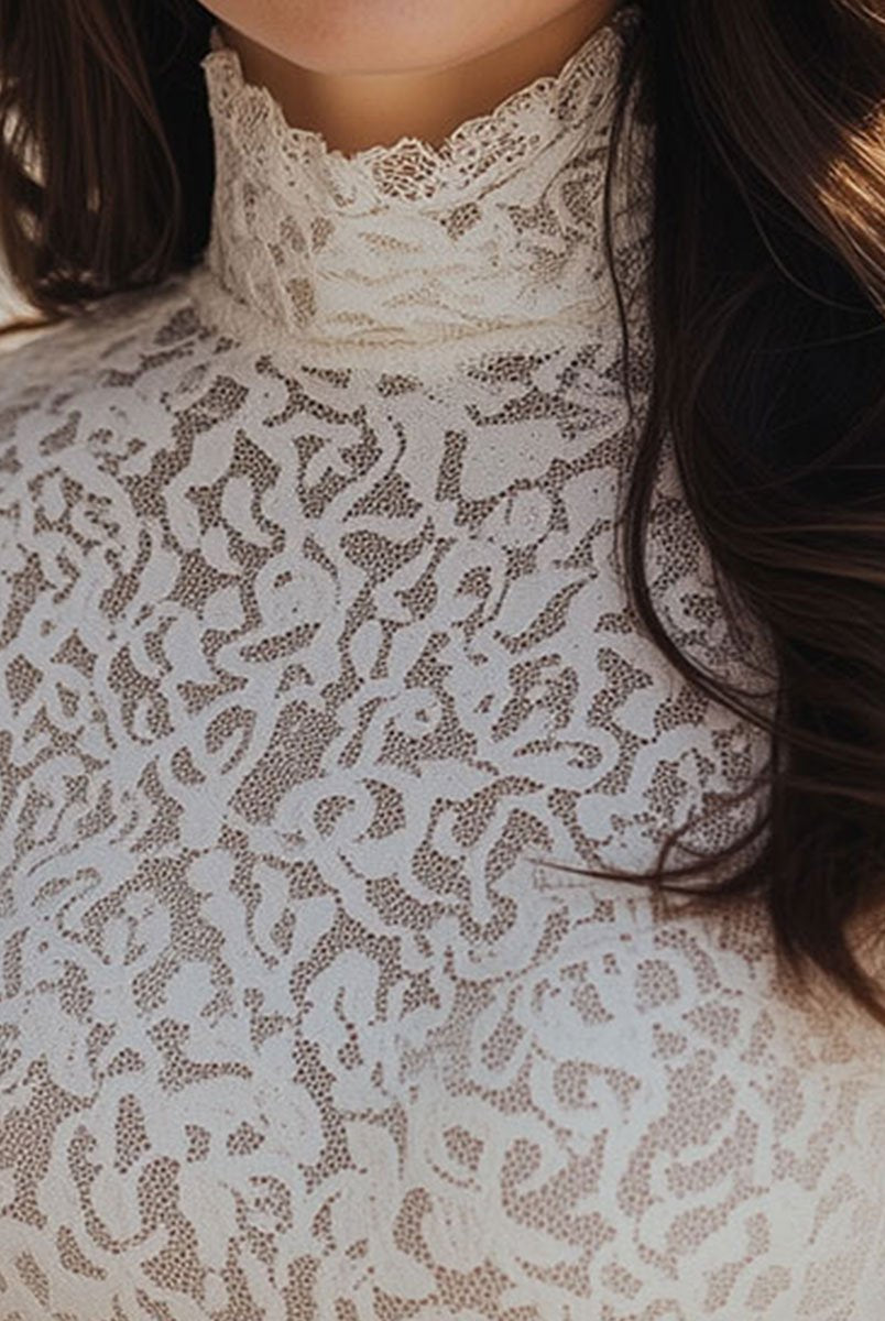 Isabelle | Floral Lace High Neck Blouse - Lumina Vancouver - Lumina Vancouver