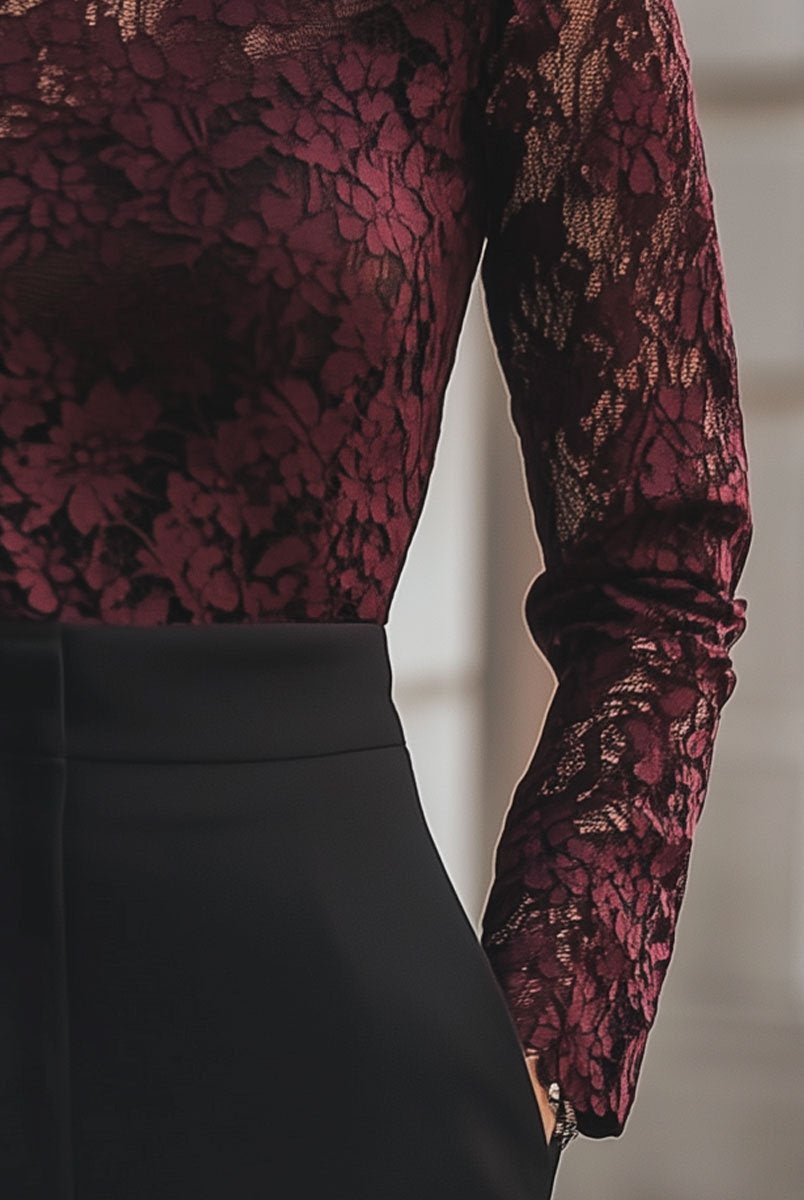 Isabelle | Floral Lace High Neck Blouse - Lumina Vancouver - Lumina Vancouver
