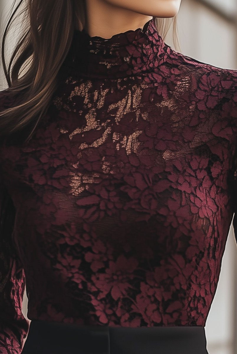 Isabelle | Floral Lace High Neck Blouse - Lumina Vancouver - Lumina Vancouver