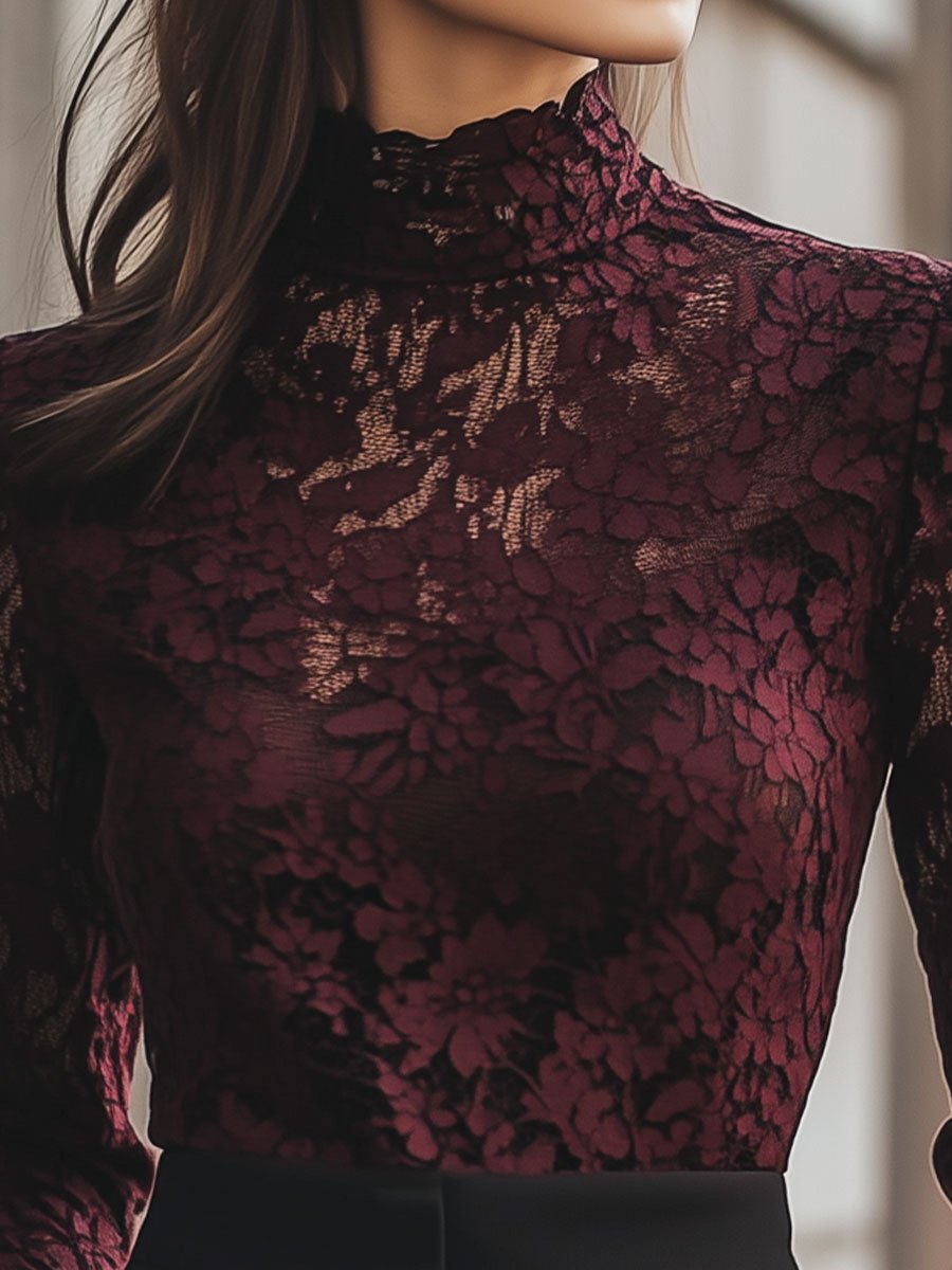 Isabelle | Floral Lace High Neck Blouse - Lumina Vancouver - Lumina Vancouver