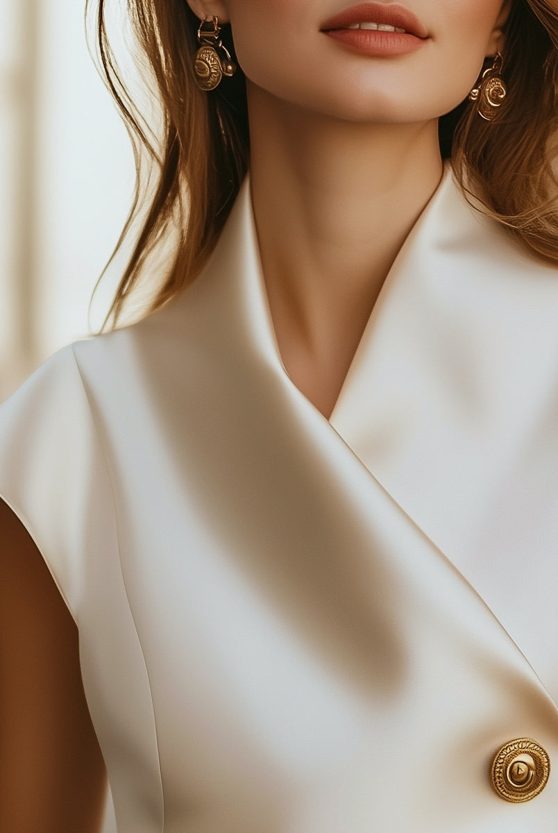 Isabelle | Cap Sleeve Satin Wrap Blouse - Lumina Vancouver - Lumina Vancouver