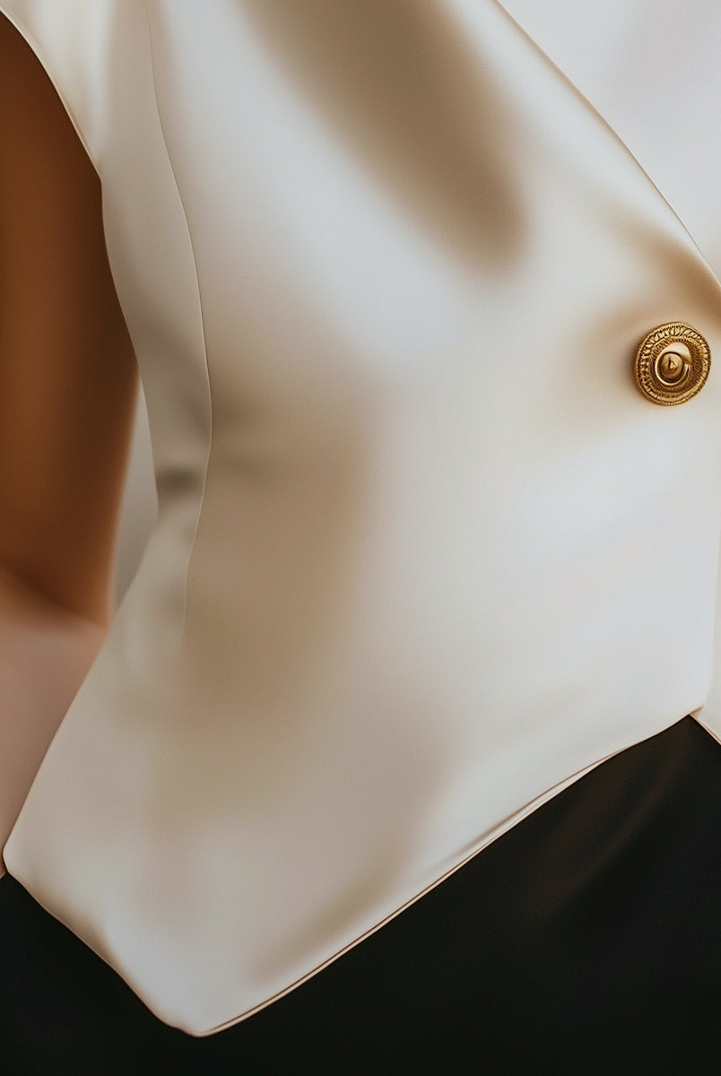 Isabelle | Cap Sleeve Satin Wrap Blouse - Lumina Vancouver - Lumina Vancouver