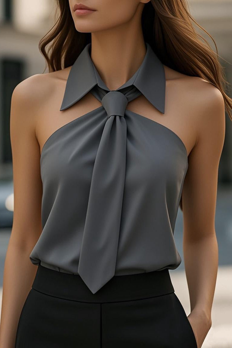 Luna | Sleeveless Halter Blouse Neck Tie - Lumina Vancouver - Lumina Vancouver