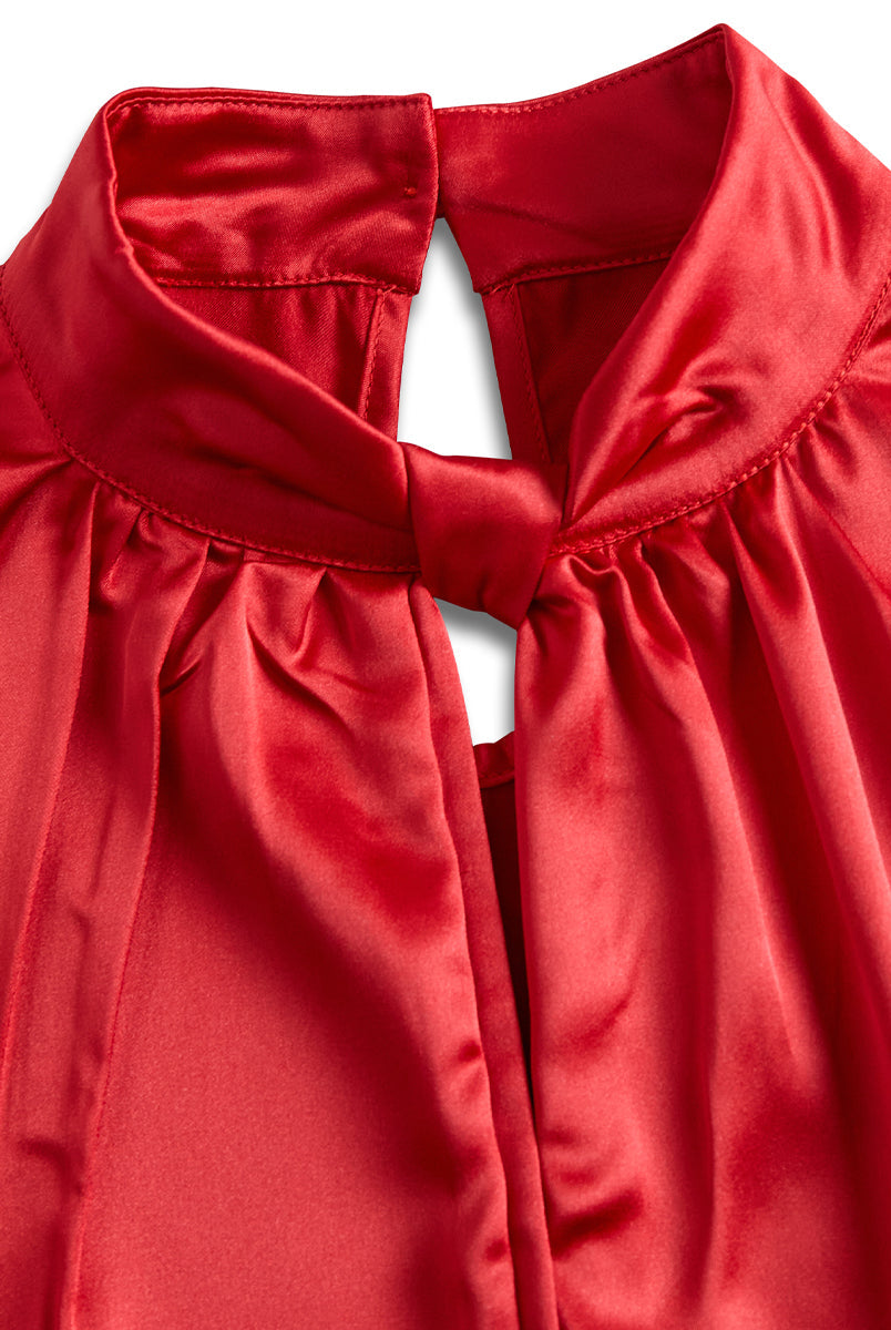 Isabelle | White Satin Keyhole Blouse - Lumina Vancouver - Lumina Vancouver