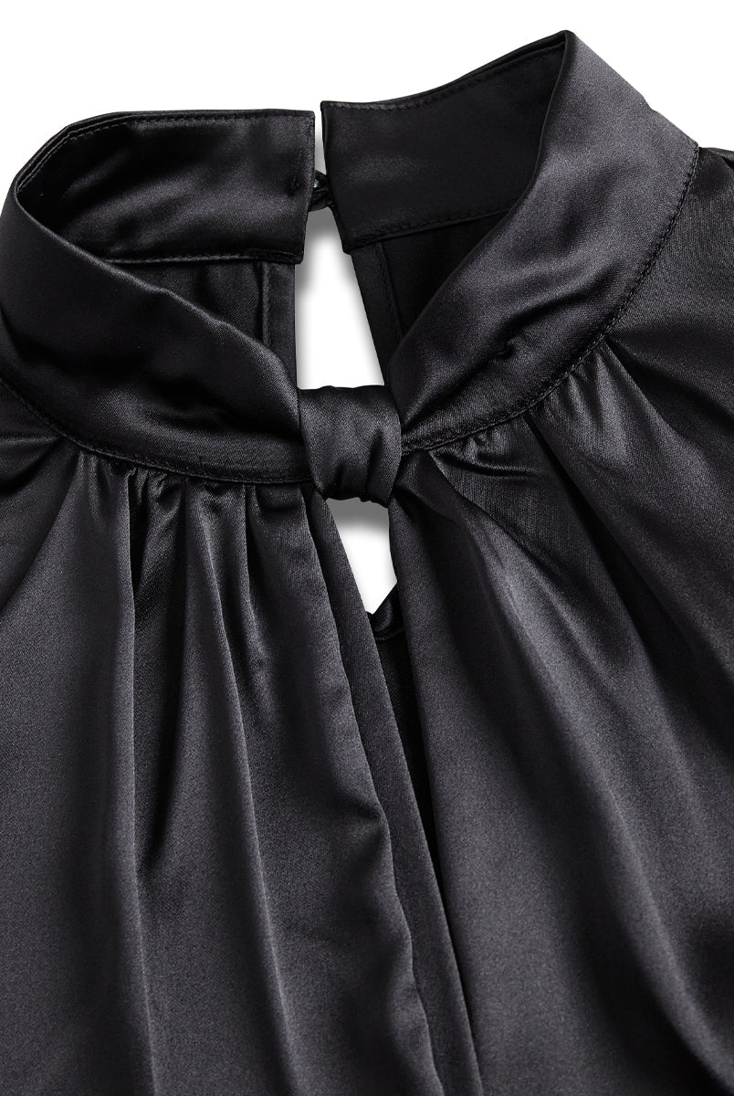 Isabelle | White Satin Keyhole Blouse - Lumina Vancouver - Lumina Vancouver