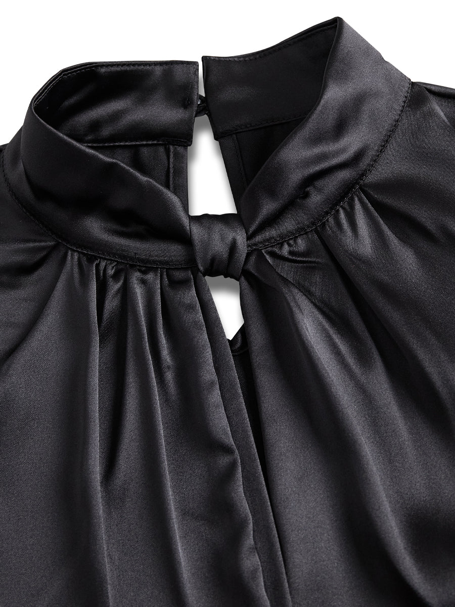 Isabelle | White Satin Keyhole Blouse - Lumina Vancouver - Lumina Vancouver