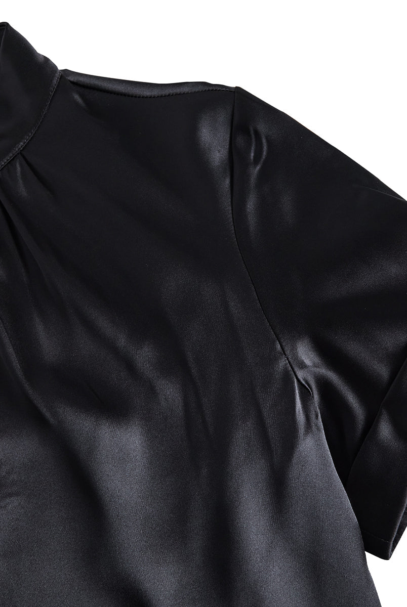 Isabelle | White Satin Keyhole Blouse - Lumina Vancouver - Lumina Vancouver