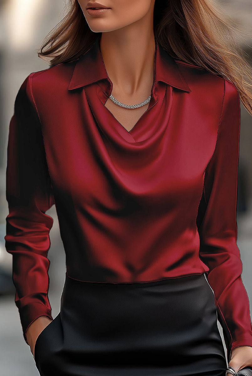 Delphine | White Draped Satin Blouse - Lumina Vancouver - Lumina Vancouver