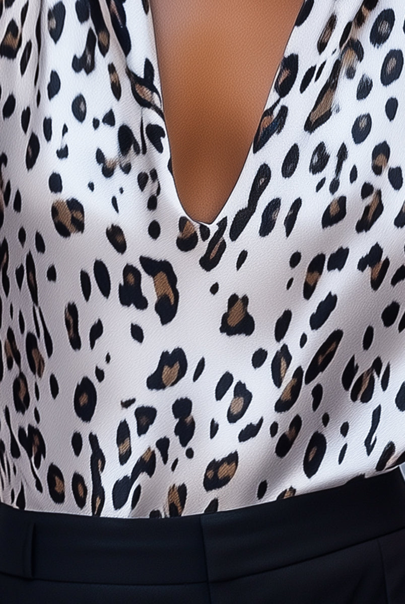 Isla | Leopard Print Satin Halter Top - Lumina Vancouver - Lumina Vancouver