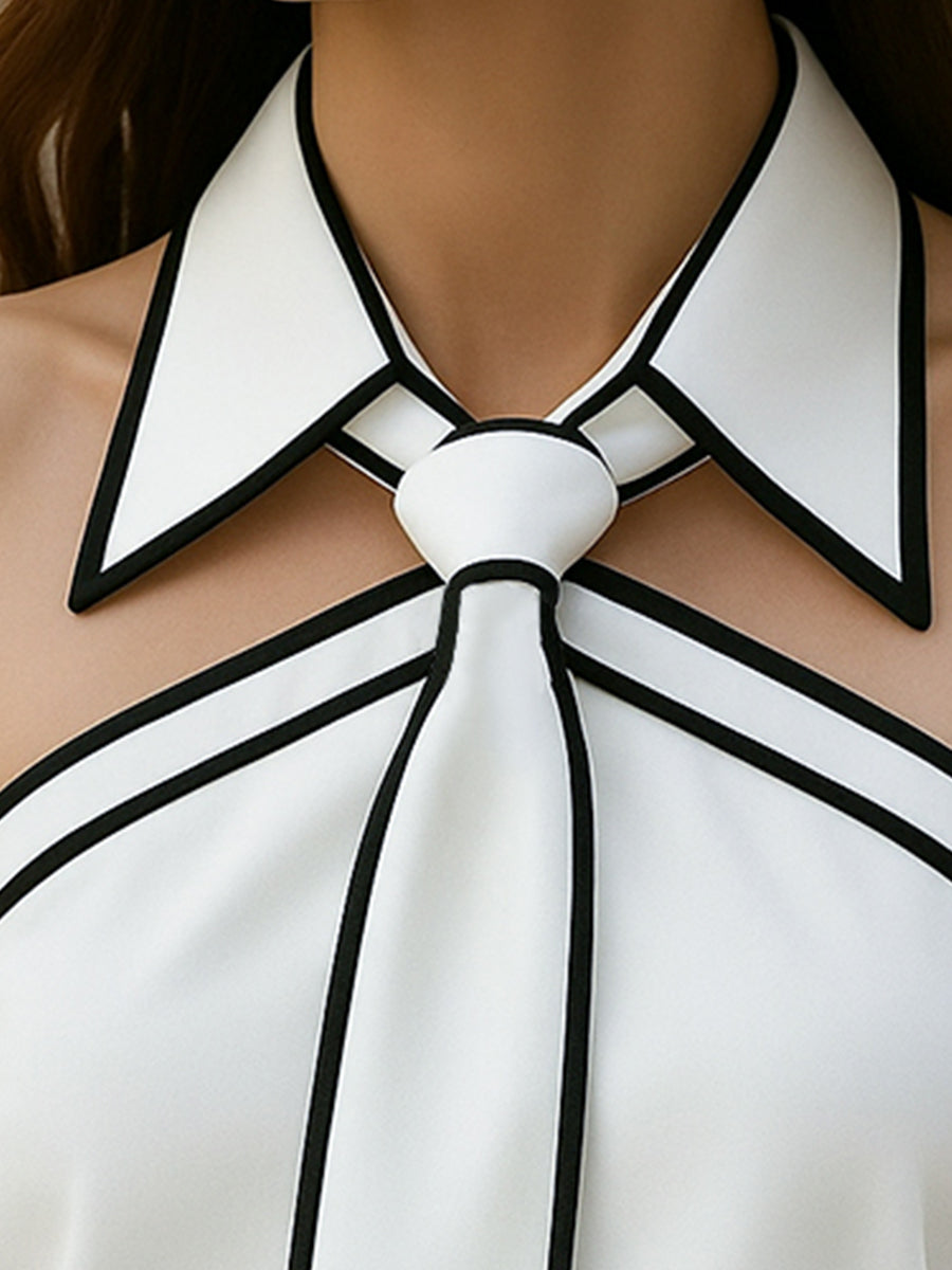 Lily | Halter Blouse Contrast Trim - Lumina Vancouver - Lumina Vancouver