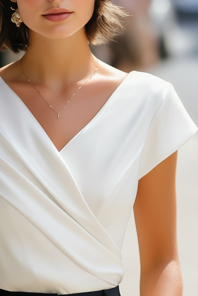 Luna | Sleeveless V-Neck Pleated Blouse - Lumina Vancouver - Lumina Vancouver