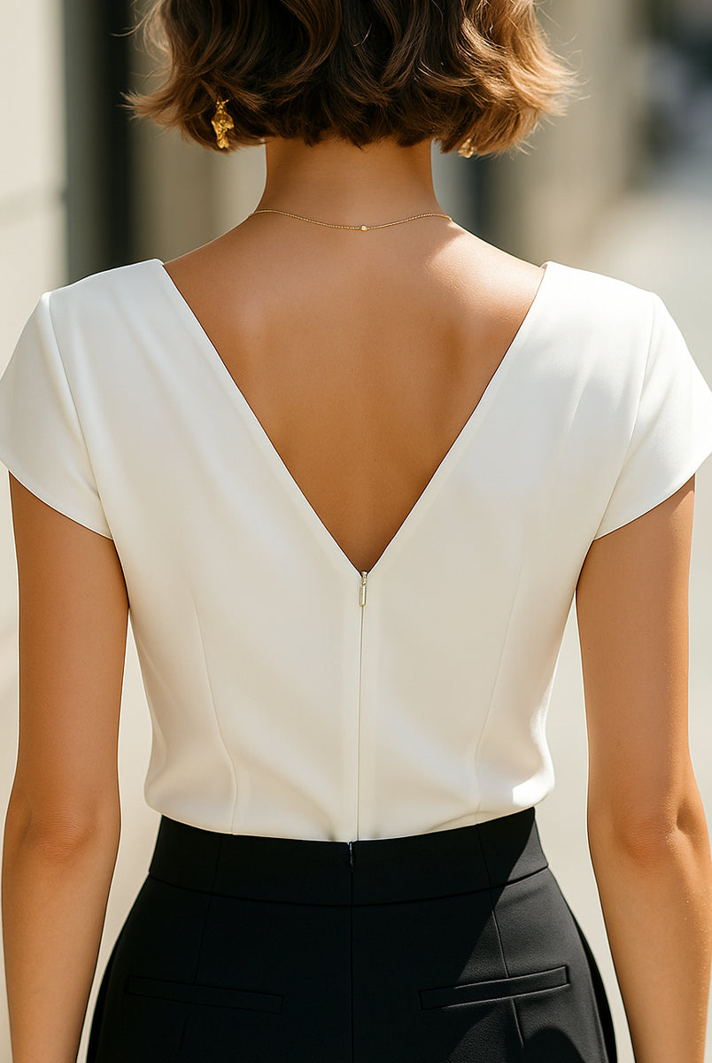 Luna | Sleeveless V-Neck Pleated Blouse - Lumina Vancouver - Lumina Vancouver