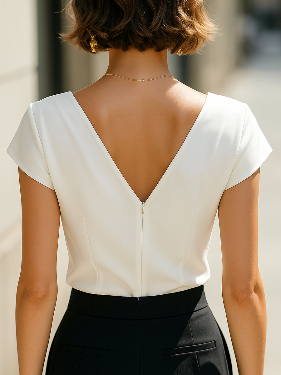 Luna | Sleeveless V-Neck Pleated Blouse - Lumina Vancouver - Lumina Vancouver