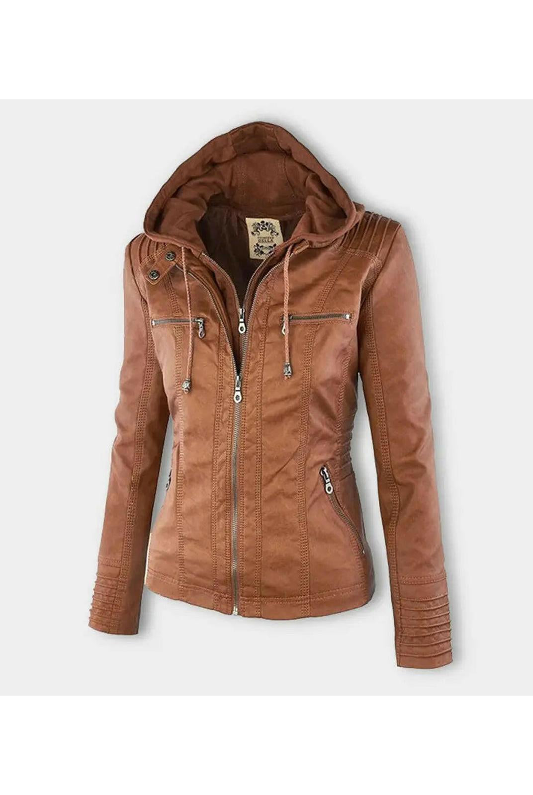 Olivia™ | Waterproof Women's Leather Jacket with Hood