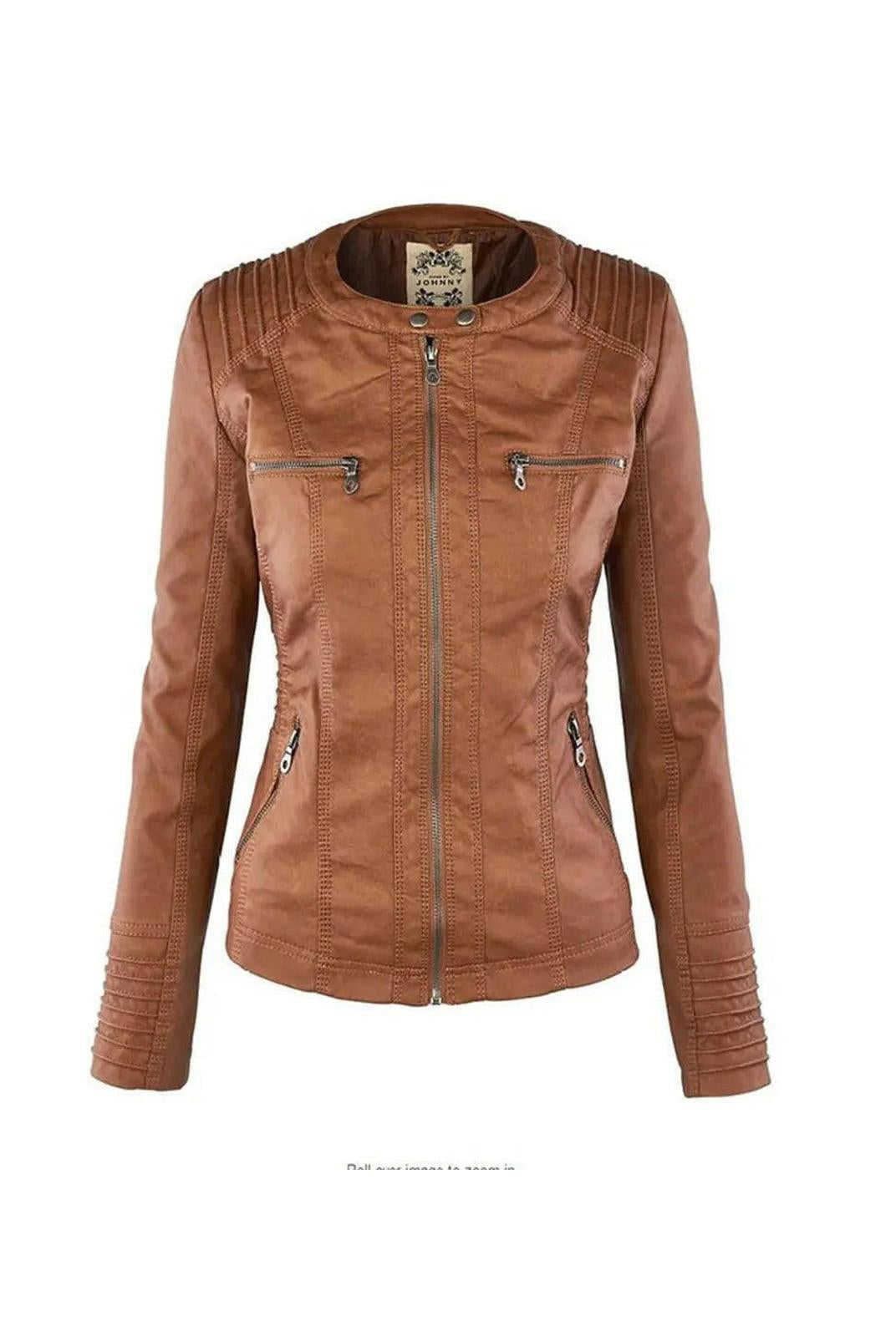 Olivia™ | Waterproof Women's Leather Jacket with Hood