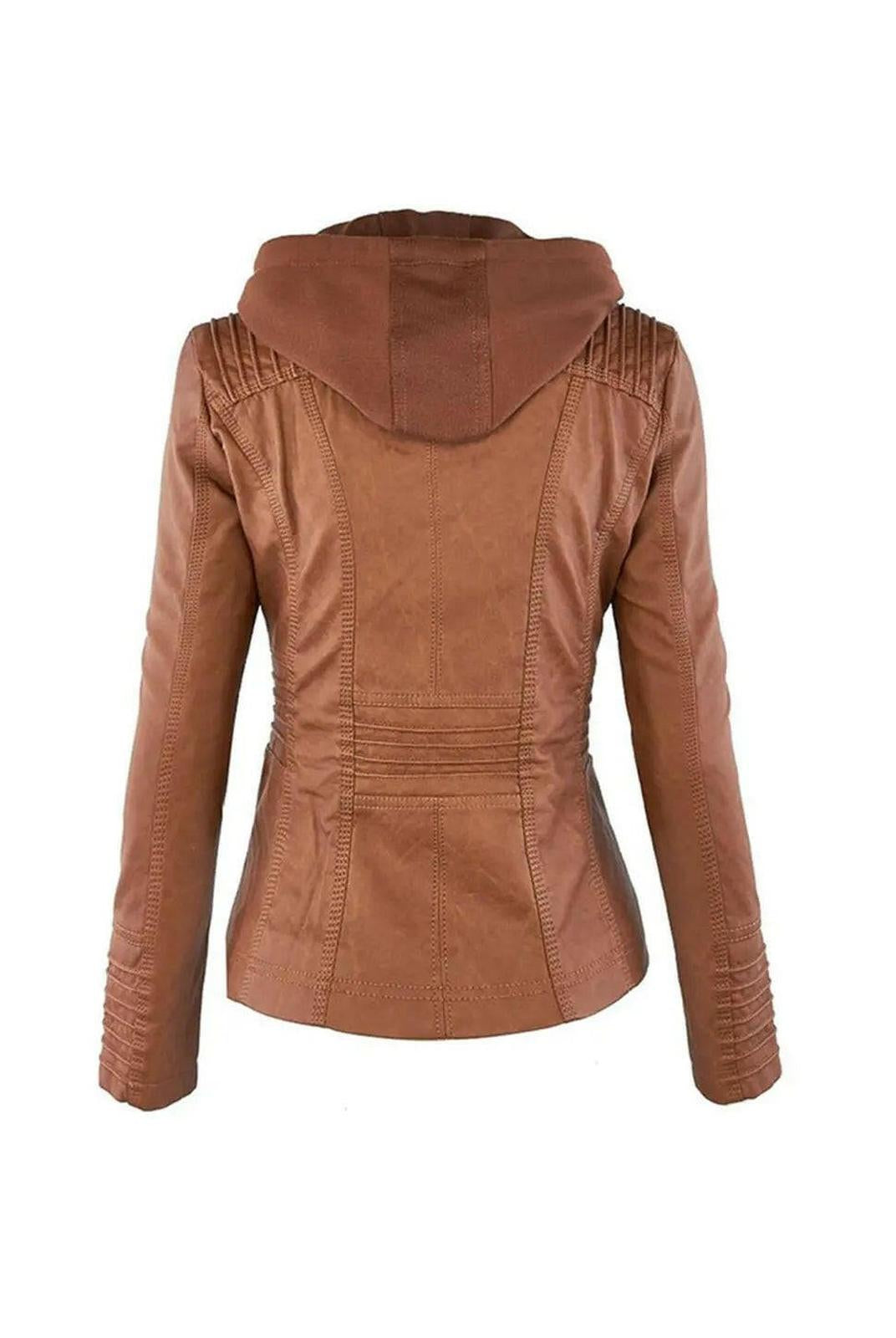 Olivia™ | Waterproof Women's Leather Jacket with Hood