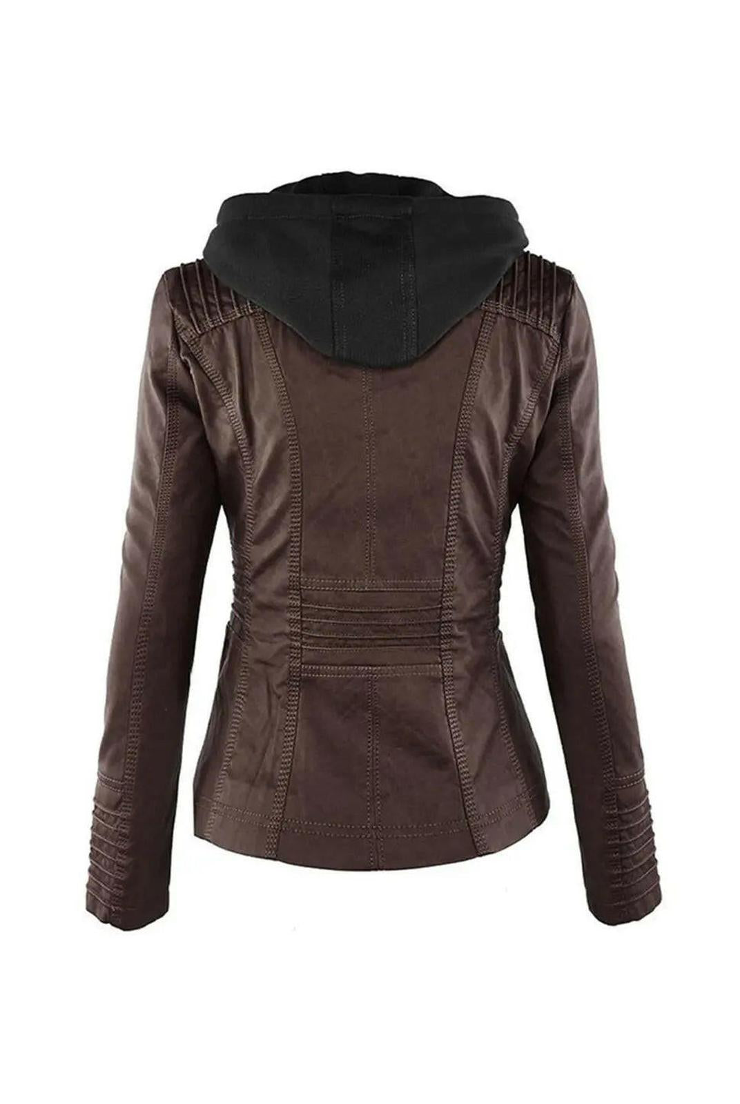 Olivia™ | Waterproof Women's Leather Jacket with Hood