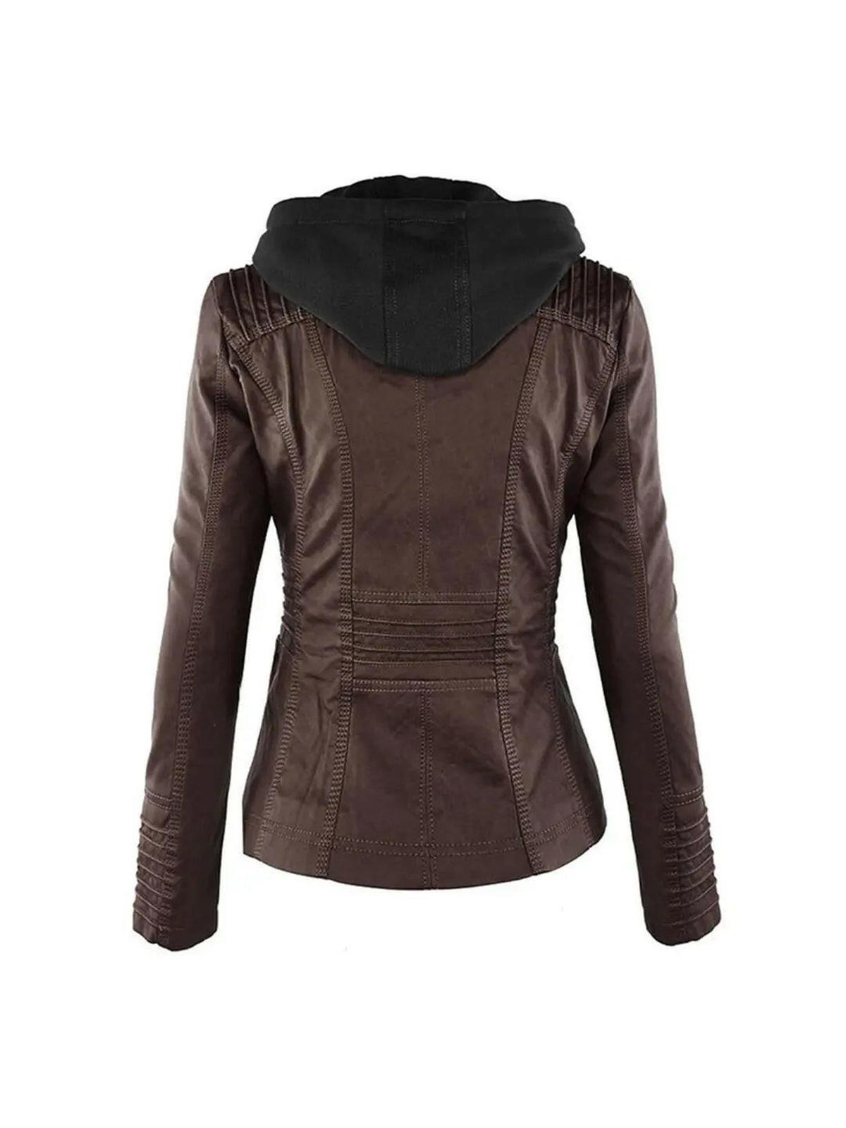 Olivia™ | Waterproof Women's Leather Jacket with Hood