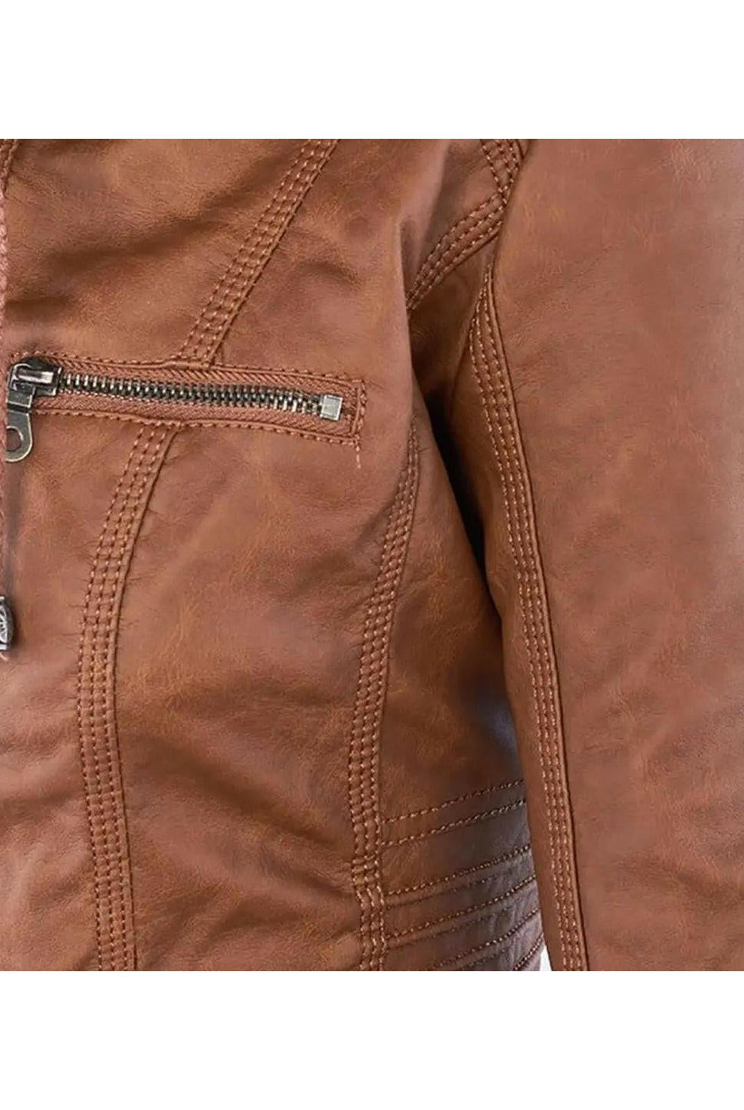 Olivia™ | Waterproof Women's Leather Jacket with Hood