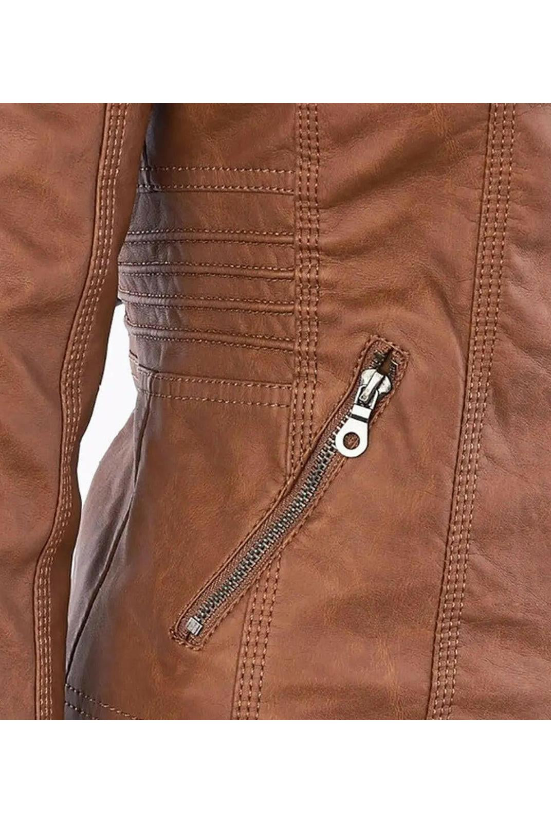 Olivia™ | Waterproof Women's Leather Jacket with Hood
