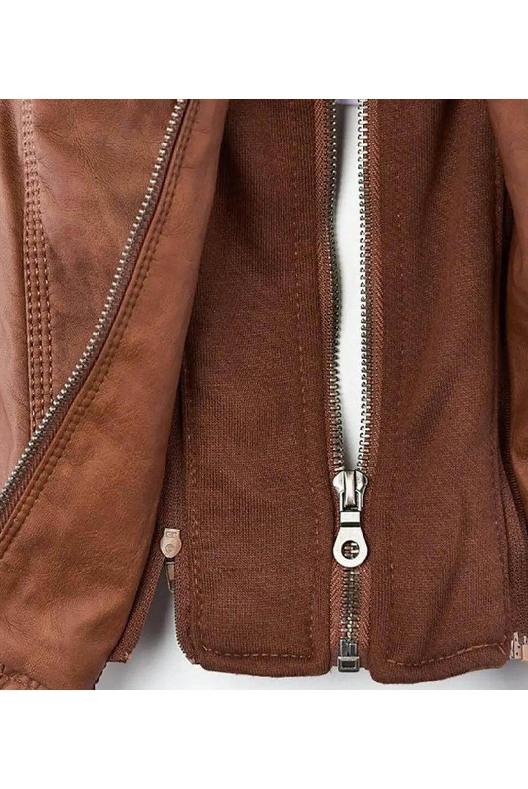 Olivia™ | Waterproof Women's Leather Jacket with Hood