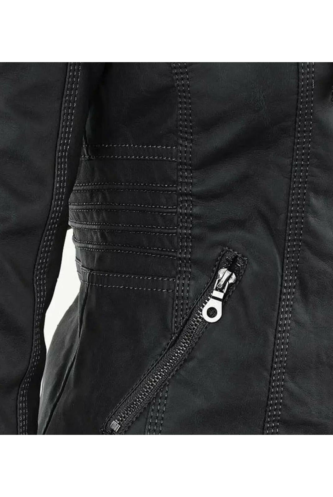 Olivia™ | Waterproof Women's Leather Jacket with Hood