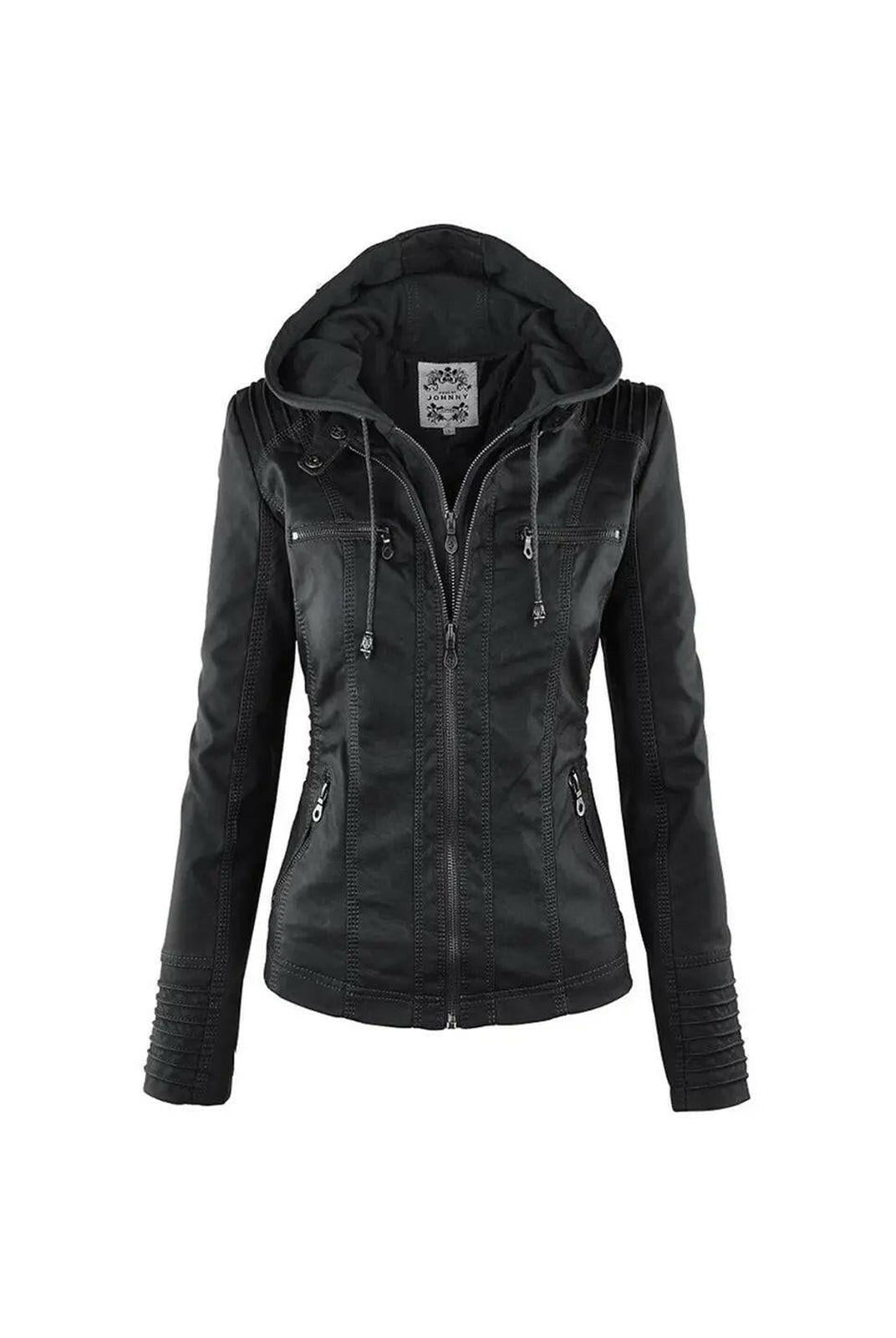 Olivia™ | Waterproof Women's Leather Jacket with Hood