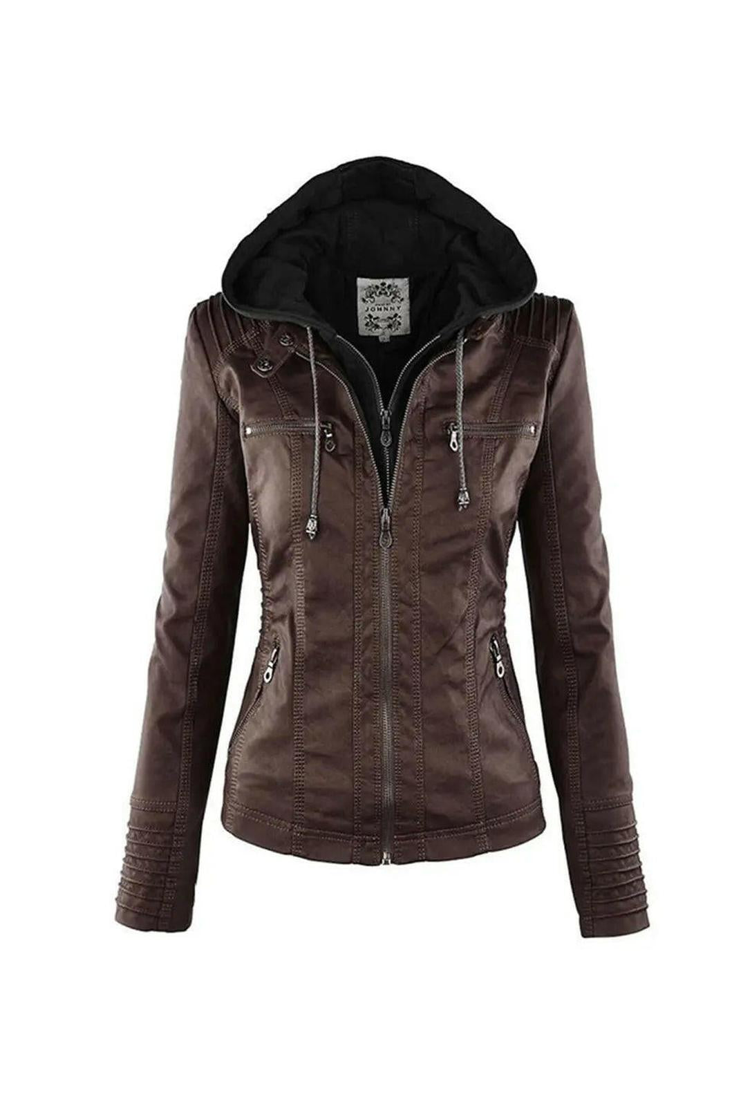 Olivia™ | Waterproof Women's Leather Jacket with Hood