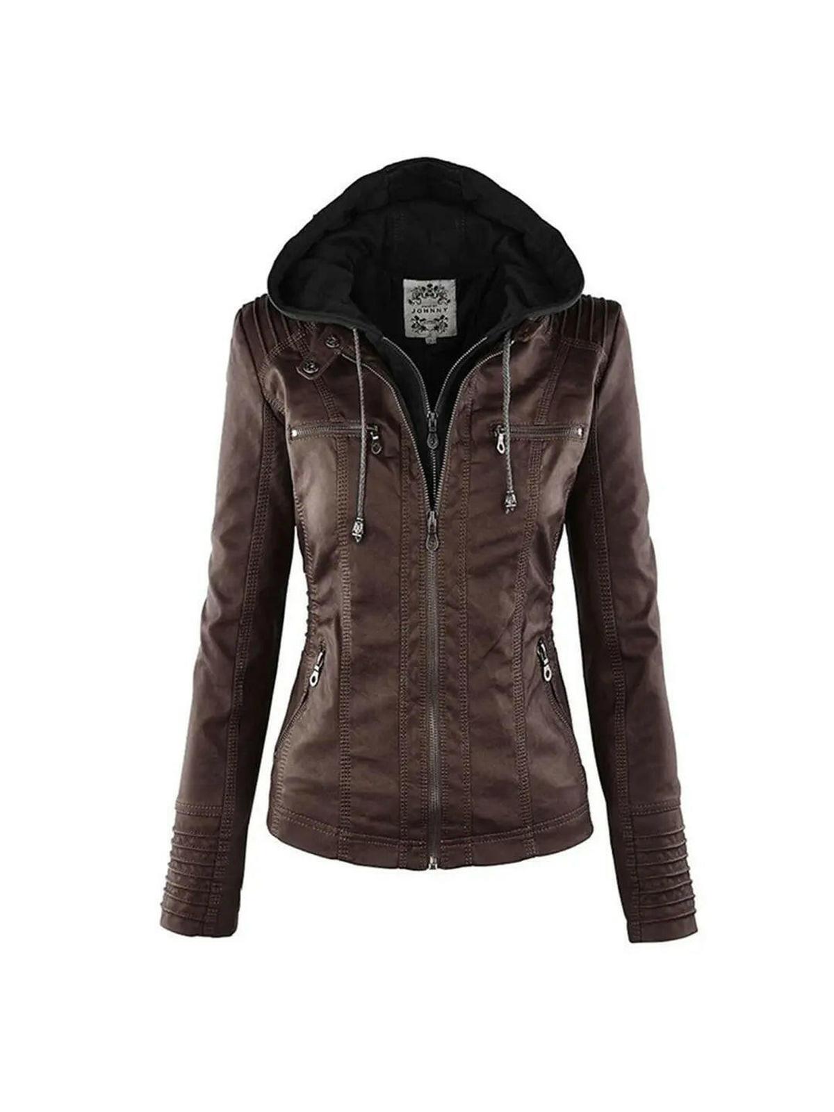 Olivia™ | Waterproof Women's Leather Jacket with Hood