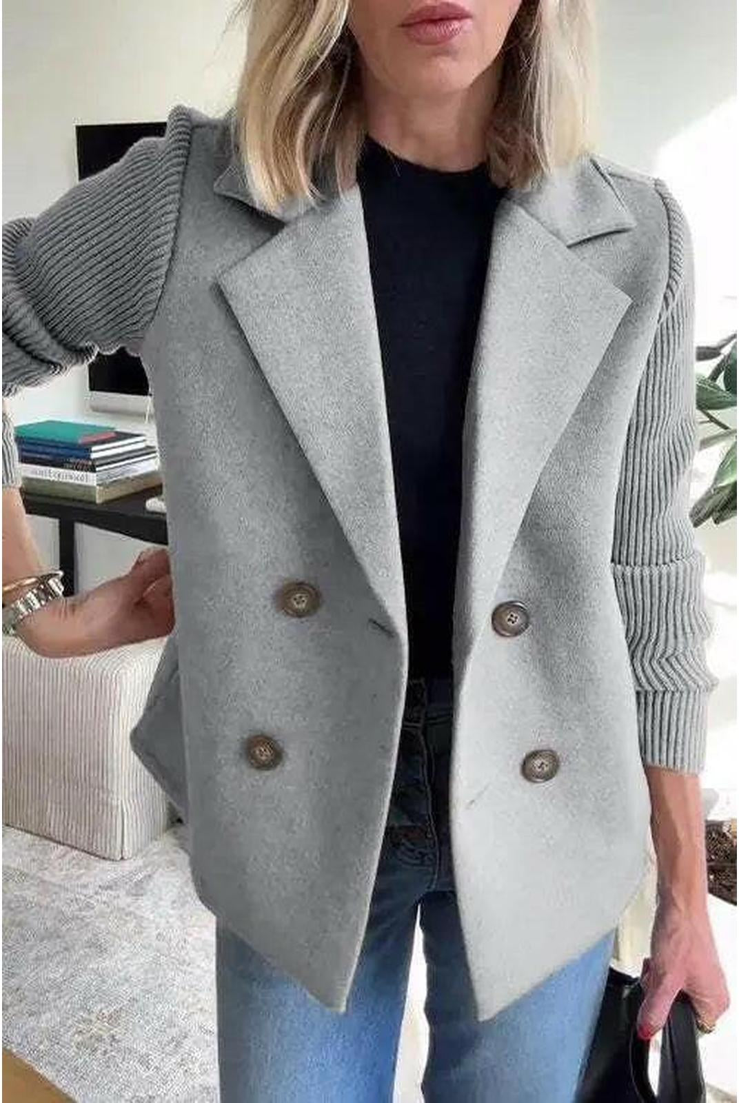 Harper | Button patchwork sleeves casual coat