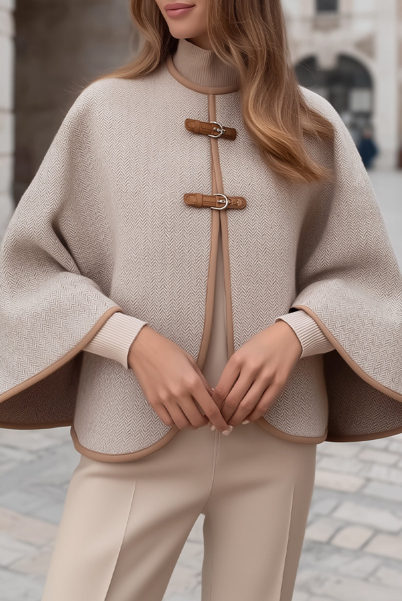 Elena | Cape Jacket with Herringbone Buckle - Lumina Vancouver - Lumina Vancouver
