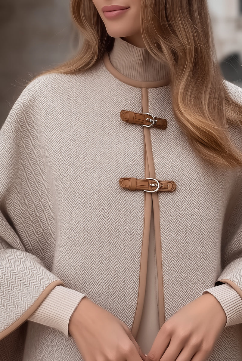 Elena | Cape Jacket with Herringbone Buckle - Lumina Vancouver - Lumina Vancouver